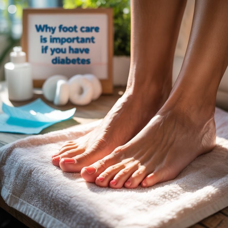 Infographic highlighting the importance of foot care for individuals with diabetes, emphasizing prevention and health management.