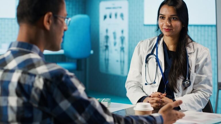 Patient with type 2 diabetes monitoring blood sugar to prevent liver complications